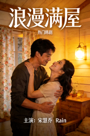 热门韩剧《浪漫满屋》海报 - 展示男女主角在温馨小屋中的甜蜜互动